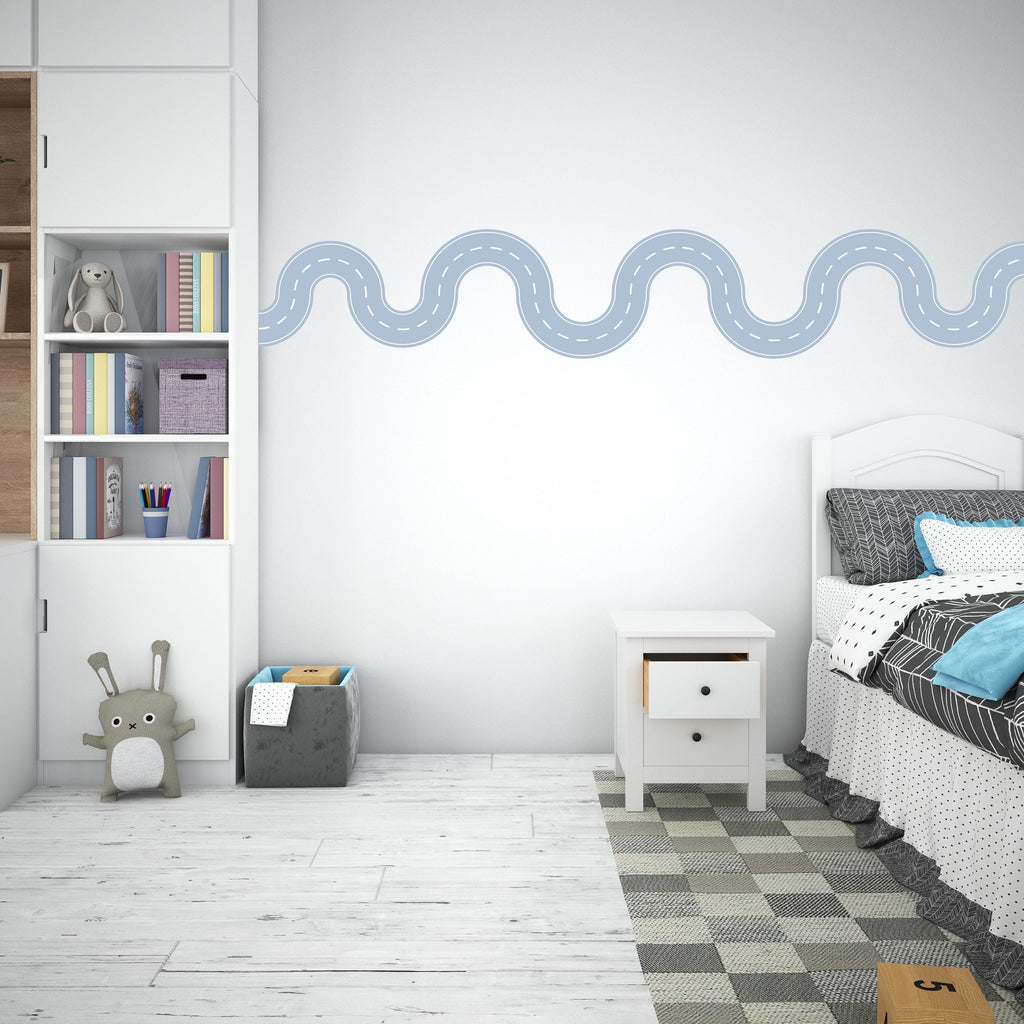 Road wind Wall Decal Highway Vinyl Sticker Track Route Wall Decor Kids Playroom Boys Room Wall Art Automotive Bedroom Mural Sticker 545LU