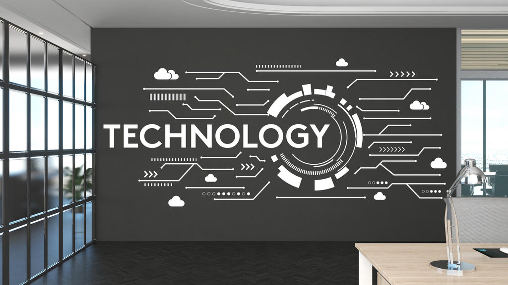 Technology Vinyl Wall Art Decal, Circuit Board Wall Decal, Office Wall Decor, Business Software Wall Sticker, Computer It Decor Office 546LU