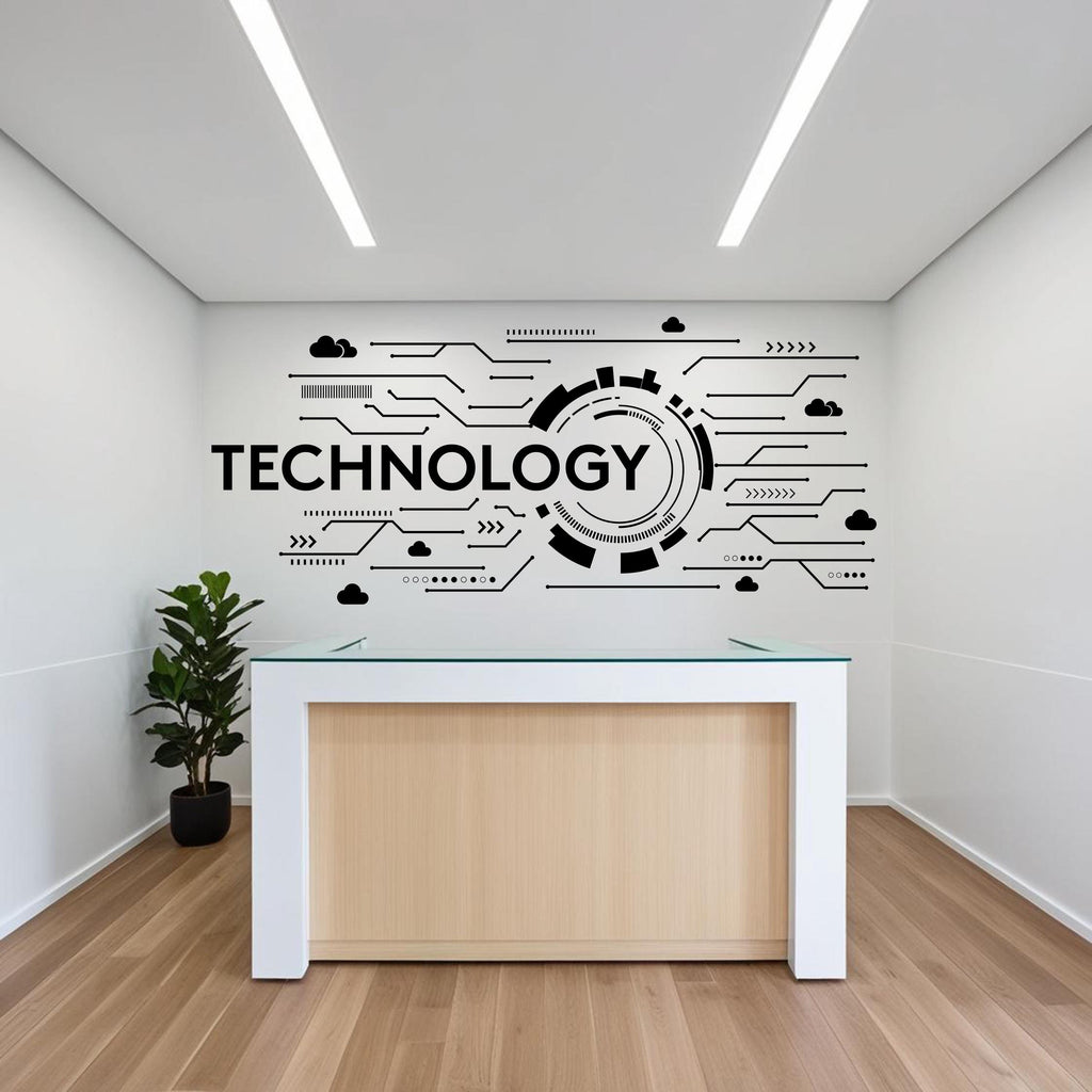Technology Vinyl Wall Art Decal, Circuit Board Wall Decal, Office Wall Decor, Business Software Wall Sticker, Computer It Decor Office 546LU