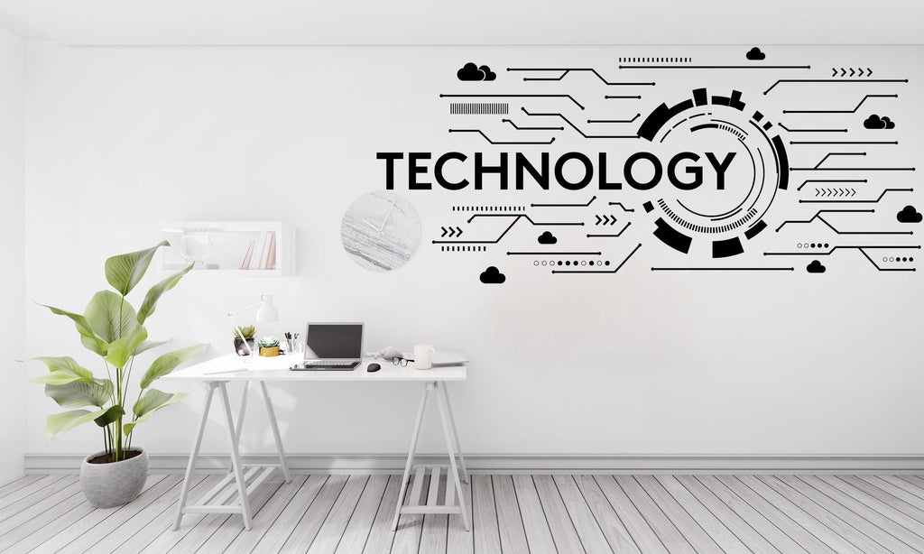 Technology Vinyl Wall Art Decal, Circuit Board Wall Decal, Office Wall Decor, Business Software Wall Sticker, Computer It Decor Office 546LU