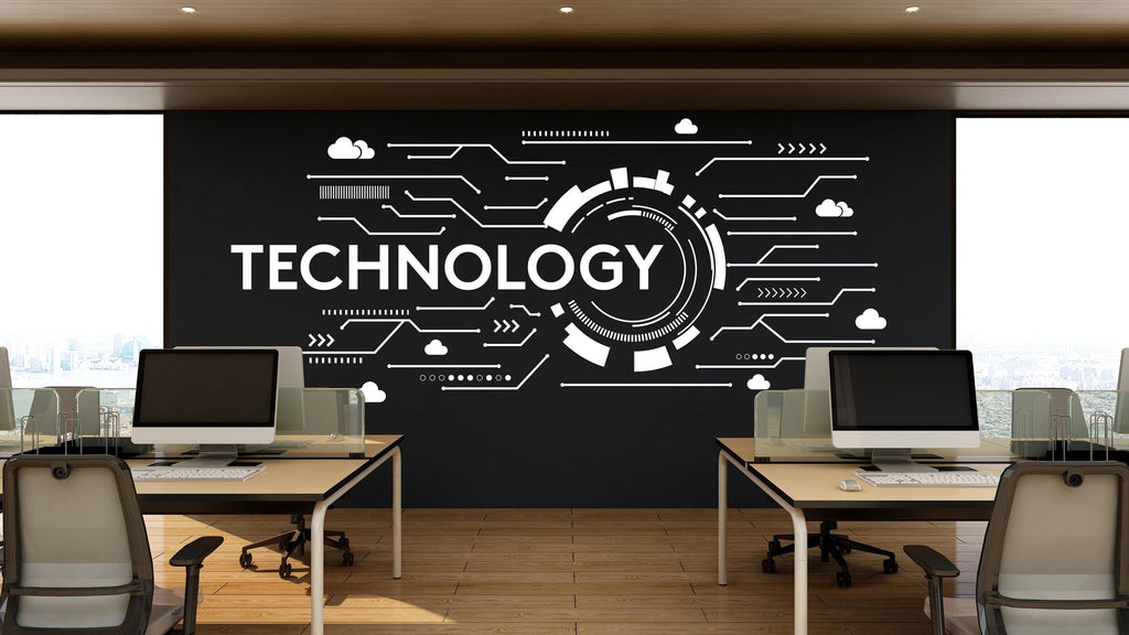 Technology Vinyl Wall Art Decal, Circuit Board Wall Decal, Office Wall Decor, Business Software Wall Sticker, Computer It Decor Office 546LU