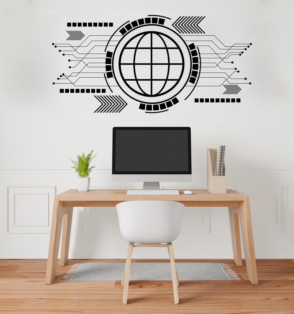 Circuit Board Wall Decal, Technology Vinyl Wall Art Decals, Company Name Decal, Office Decor, Business Wall Decal, Wall Art Office 547LU