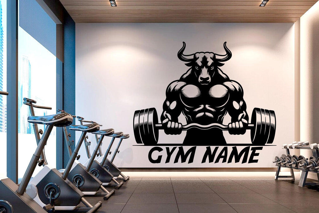 Bull Gym Wall Decor Bull Wall Art Gym Wall Decals Bull Wall Decal Crossfit Gifts Home Gym Wall Sticker Gym 567RS