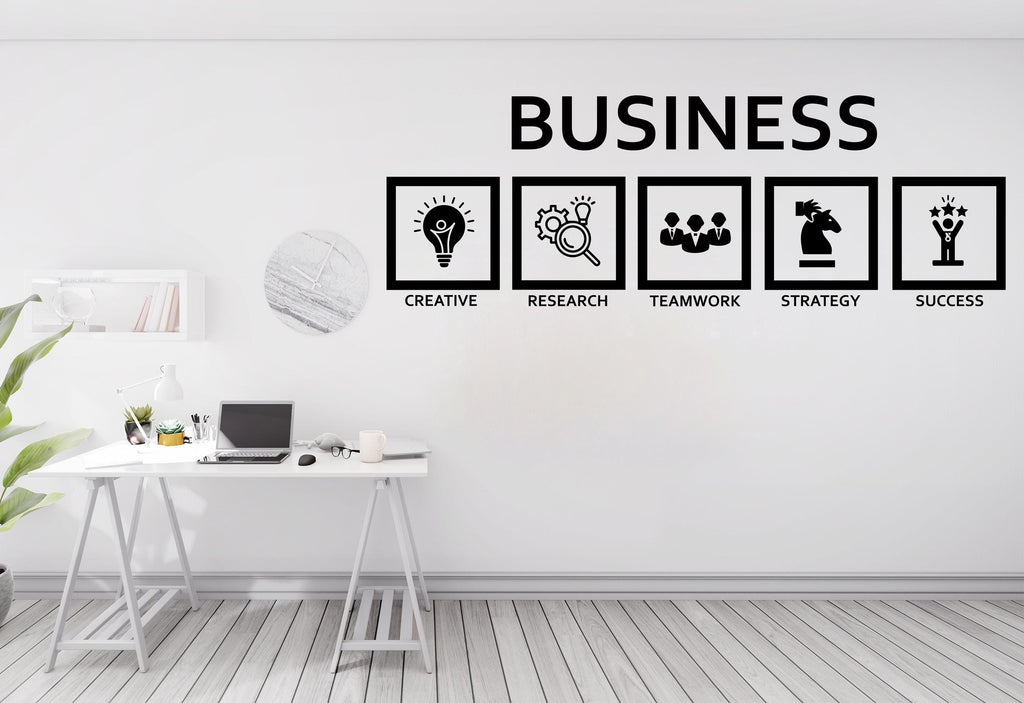 Business Core Values Wall Decal – Office Wall Art with Icons, Motivational Workplace Decor, Entrepreneur Gift 585LU