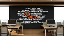 Load image into Gallery viewer, Our Vision Word Cloud Wall Decal - Inspirational Quote Office Decor, Motivational Wall Art, Customizable Design for Office 550LU
