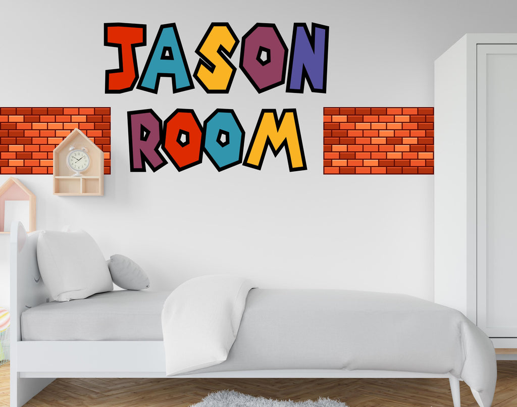 Custom Name Wall Decal - Kids Wall Sticker - Color Bricks Wall Art Decor - Boys Girls Room Decor - Personalized Letters Name Sticker 552LU