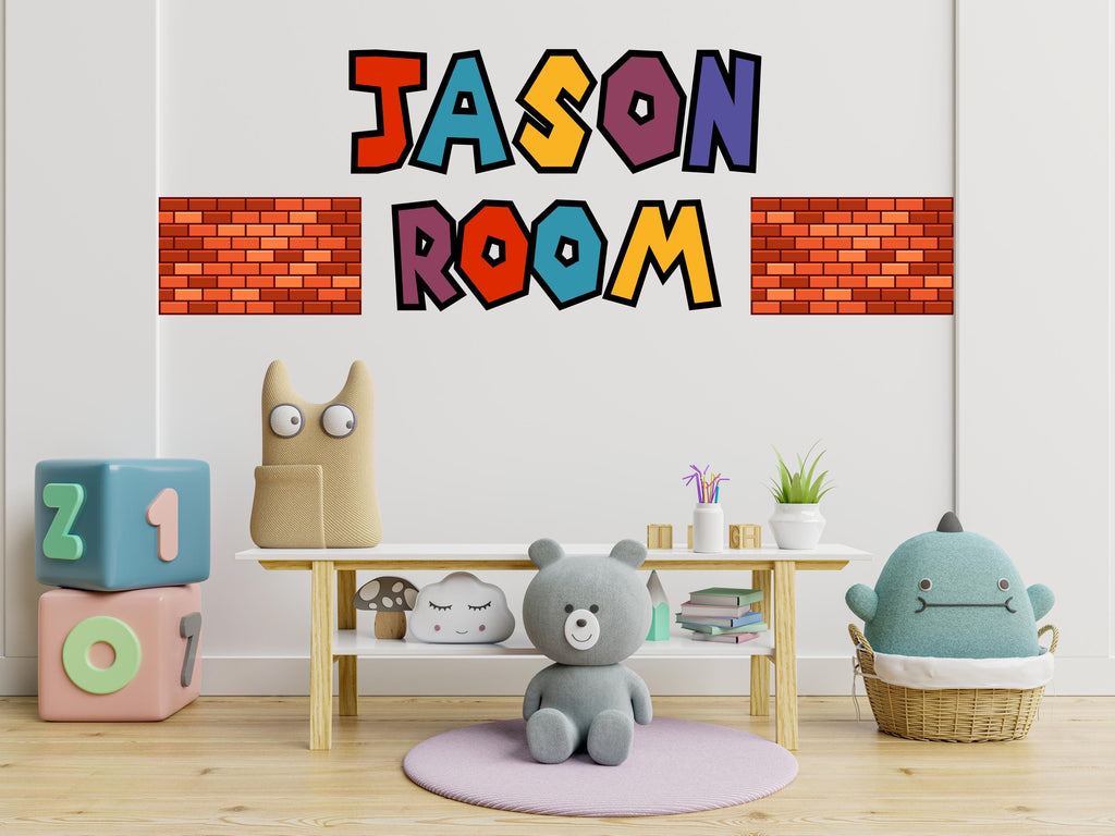 Custom Name Wall Decal - Kids Wall Sticker - Color Bricks Wall Art Decor - Boys Girls Room Decor - Personalized Letters Name Sticker 552LU