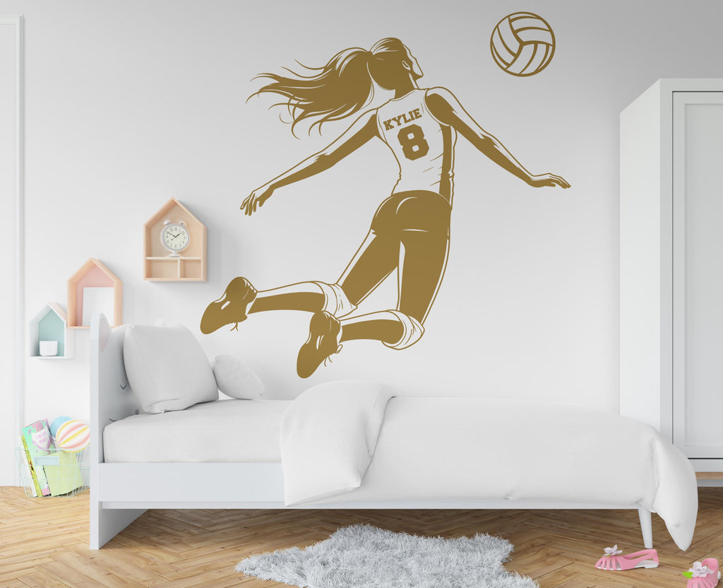 Large Custom Name Volleyball Girl wall decal Sport Wall Decal Kids Decal Personalized Gifts wall Vinyl Wall Sticker Boy Room 570RS