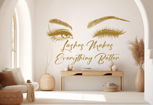 Load image into Gallery viewer, Hello Beautiful Eyelashes Wall Decal Beauty Salon Gifts Wall Decor Lashes Stickers SPA Women Make up Unique Gift 551RS