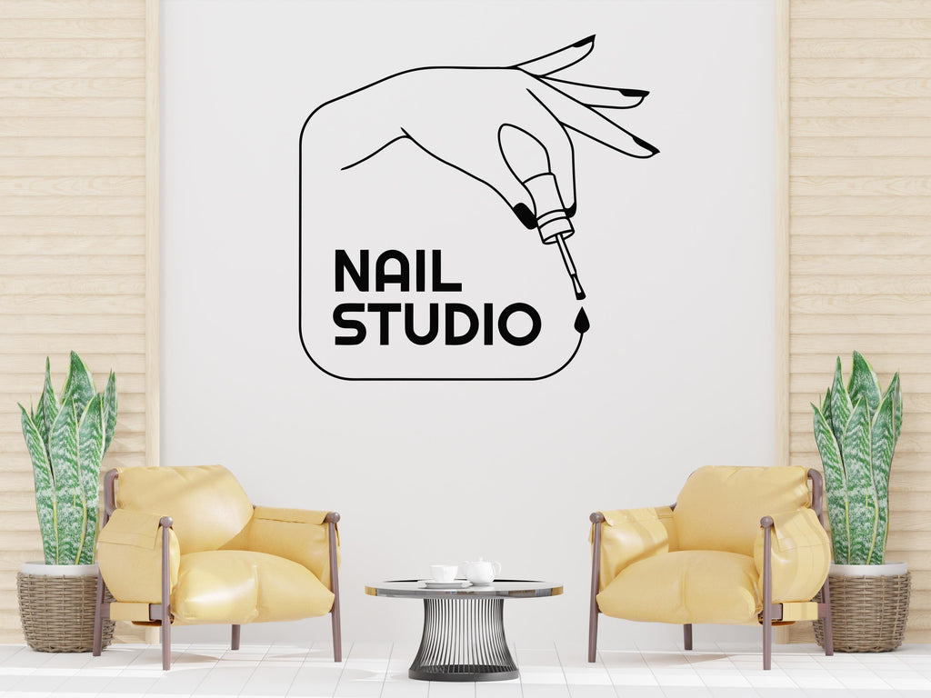 Elegant Nail Studio Wall Decal | Modern Manicure Salon Decor | Vinyl Sticker for Beauty Saloon | Professional Nail Art Design 555LU