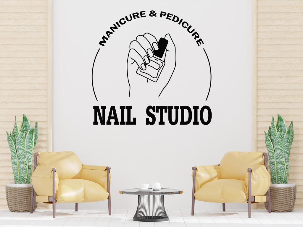 Elegant Nail Studio Wall Decal | Modern Manicure Salon Decor | Vinyl Sticker for Beauty Saloon | Professional Nail Art Design 556LU
