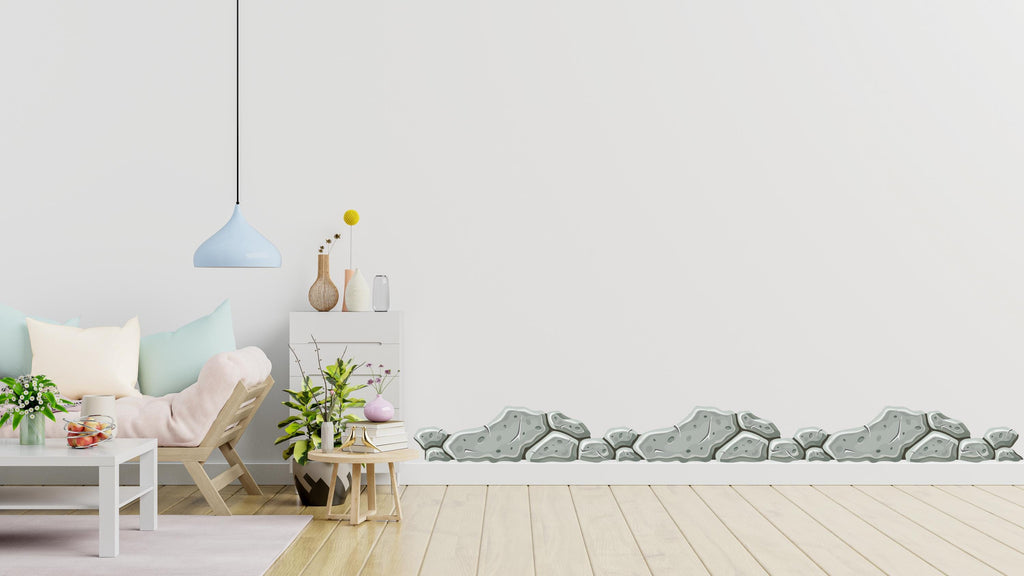 Playful Green Rocks Wall Decal | Rocks Wall Vinyl Sticker Decal Decor | Unique Rock Shapes for Kids Room or Nursery or Living Room 557LU