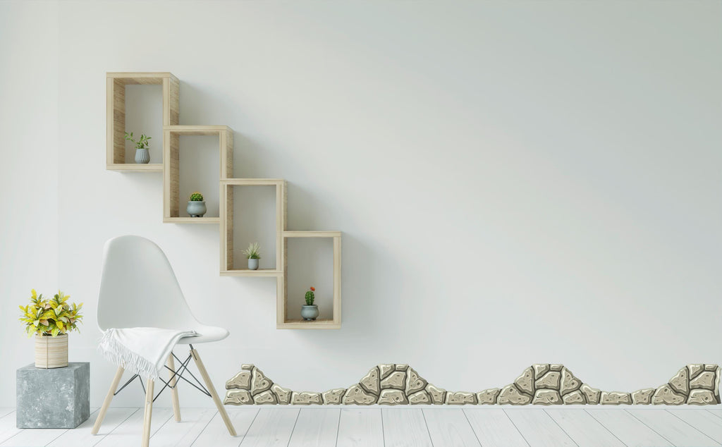 Playful Green Rocks Wall Decal | Rocks Wall Vinyl Sticker Decal Decor | Unique Rock Shapes for Kids Room or Nursery or Living Room 558LU