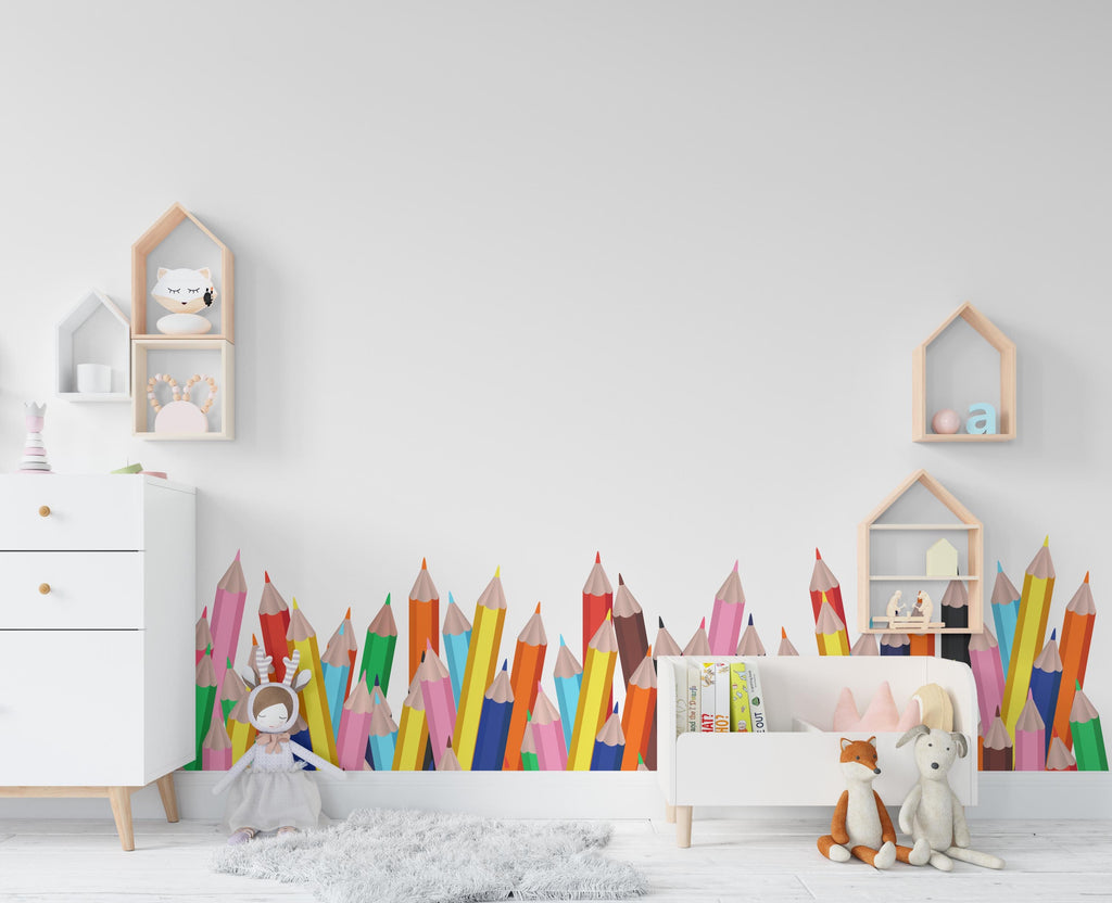 Colorful Pencil Wall Decal – Classroom, Playroom & Kid's Room Art 590LU