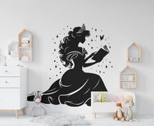 Load image into Gallery viewer, Princess Reading a Book wall decal Reading Books Magic Wall Decal Vinyl Art Stickers for Interiors, Schools, Classrooms, Libraries 554RS
