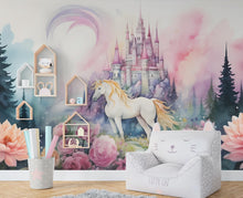 Load image into Gallery viewer, Unicorn Wall Graphics Peel and Stick Girl room Wallpaper Nursery Self Adhesive Removable nursery wall decor Mural 555RS