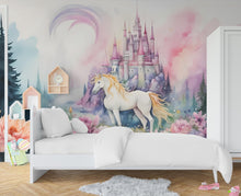Load image into Gallery viewer, Unicorn Wall Graphics Peel and Stick Girl room Wallpaper Nursery Self Adhesive Removable nursery wall decor Mural 555RS