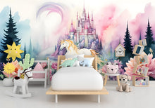 Load image into Gallery viewer, Unicorn Wall Graphics Peel and Stick Girl room Wallpaper Nursery Self Adhesive Removable nursery wall decor Mural 555RS