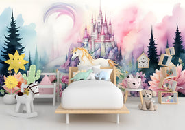 Unicorn Wall Graphics Peel and Stick Girl room Wallpaper Nursery Self Adhesive Removable nursery wall decor Mural 555RS