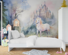 Load image into Gallery viewer, Unicorn Wall Graphics Peel and Stick Girl room Wallpaper Nursery Self Adhesive Removable nursery wall decor Mural 556RS