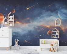 Load image into Gallery viewer, Space Wall Decal | Galaxy Wall Mural | Outer Space Wallpaper | Celestial Stars and Planets Wall Art | Astronomy Room Decor 583RS