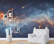 Load image into Gallery viewer, Space Wall Decal | Galaxy Wall Mural | Outer Space Wallpaper | Celestial Stars and Planets Wall Art | Astronomy Room Decor 583RS