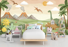 Load image into Gallery viewer, Dinosaur Wall Decal | Watercolor Dino Wallpaper | Prehistoric Wall Mural for Kids Room Nursery | T-Rex Jungle Decor 584RS