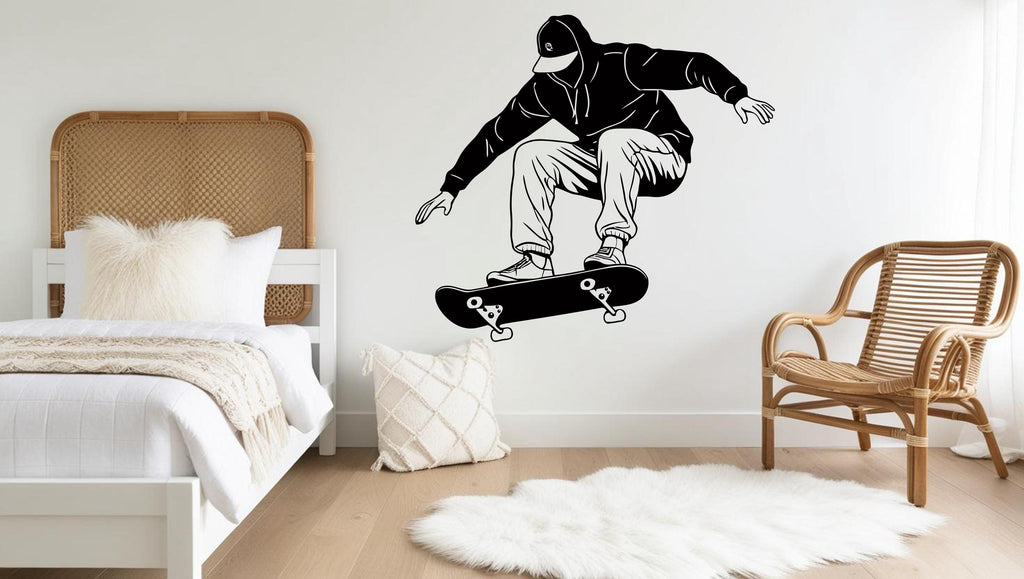 Skateboarder Wall Decal Skate Wall Art Stickers Skateboard Decals Skateboard Wall Stickers Kids Room Removable Home Decor Skate style 594LU