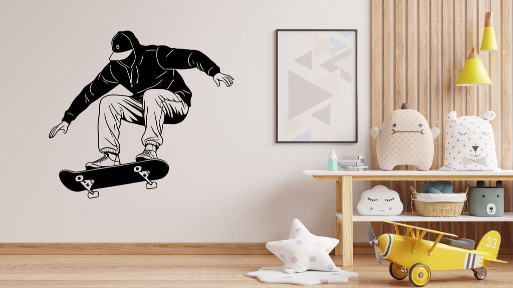 Skateboarder Wall Decal Skate Wall Art Stickers Skateboard Decals Skateboard Wall Stickers Kids Room Removable Home Decor Skate style 594LU