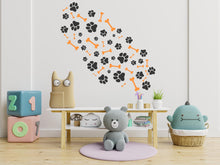 Load image into Gallery viewer, Dog Paw Print Bone Wall Decal - Pet Lover's Wall Decor, Vinyl Sticker for Grooming Salon, Pet Care, Living Room, Bedroom or Nursery 563LU