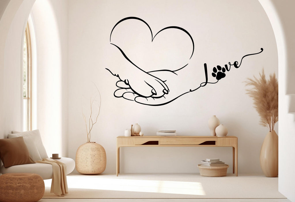 Hand and paw wall decal Dad Dog decor Dog wall art Decal Dog Lover Animals wall decal Dog Wall Bathroom Wall Decals Stickers Vinyl 557RS