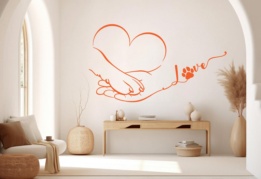 Hand and paw wall decal Dad Dog decor Dog wall art Decal Dog Lover Animals wall decal Dog Wall Bathroom Wall Decals Stickers Vinyl 557RS