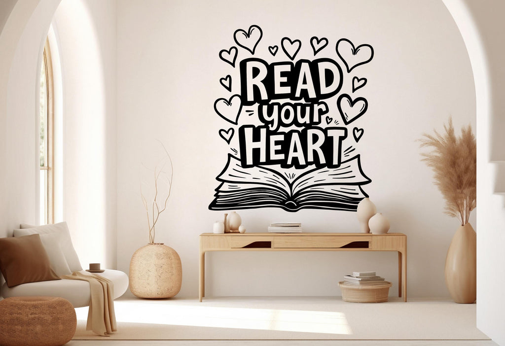 Read your Heart wall art decals book shelves decor library wall decal education decals reading room nurseries school 558RS