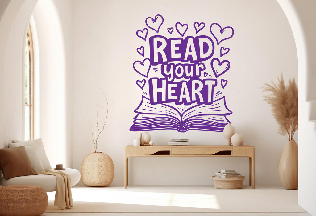 Read your Heart wall art decals book shelves decor library wall decal education decals reading room nurseries school 558RS