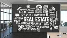 Load image into Gallery viewer, Real Estate Vinyl Wall Decal, Agent Realtor Broker Agency Office Idea Window Business Decor Art Sticker Mural, Real Estate word cloud 565LU