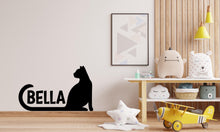 Load image into Gallery viewer, Custom Cat Name Wall Decal – Personalized Cat Silhouette with Name – Cute Pet Name Wall Art – Customizable Home Decor for Cat Lovers 566LU