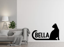 Load image into Gallery viewer, Custom Cat Name Wall Decal – Personalized Cat Silhouette with Name – Cute Pet Name Wall Art – Customizable Home Decor for Cat Lovers 566LU