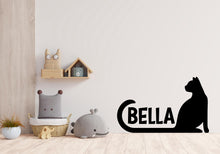 Load image into Gallery viewer, Custom Cat Name Wall Decal – Personalized Cat Silhouette with Name – Cute Pet Name Wall Art – Customizable Home Decor for Cat Lovers 566LU