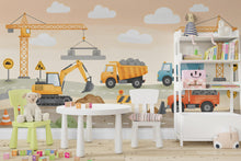 Load image into Gallery viewer, Construction Wallpaper | Boys Room Wall Mural | Digger, Bulldozer &amp; Cement Mixer Wall Decal | Truck Themed Nursery Decor 586RS