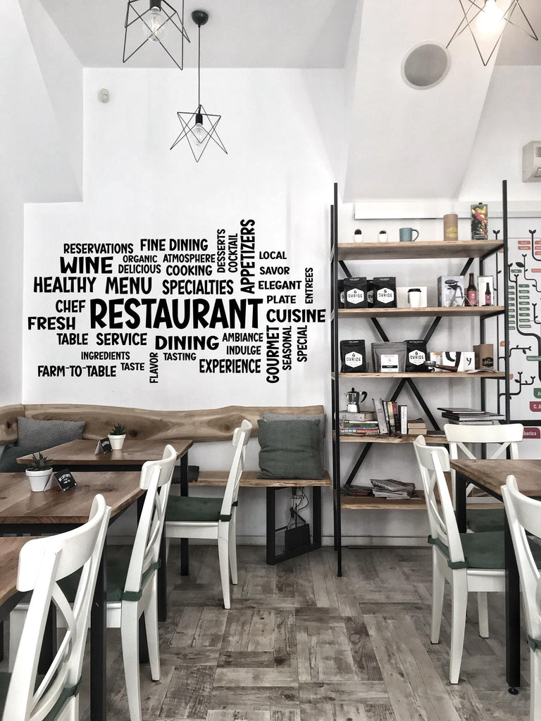 Restaurant Word Cloud Wall Decal – Personalized Dining & Menu Inspired Decor – Unique Culinary Art for Kitchen and Restaurant Walls 568LU