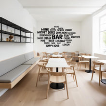 Load image into Gallery viewer, Bar Word Cloud Wall Decal – Cocktail &amp; Drink Lounge Inspired Wall Decor – Unique Bar Pub Wall Art for Bar Restaurants Wall Decor 569LU
