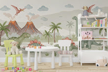 Load image into Gallery viewer, Dinosaur Wall Decal | Watercolor Dino Wallpaper | Prehistoric Wall Mural for Kids Room Nursery | T-Rex Jungle Decor 587RS