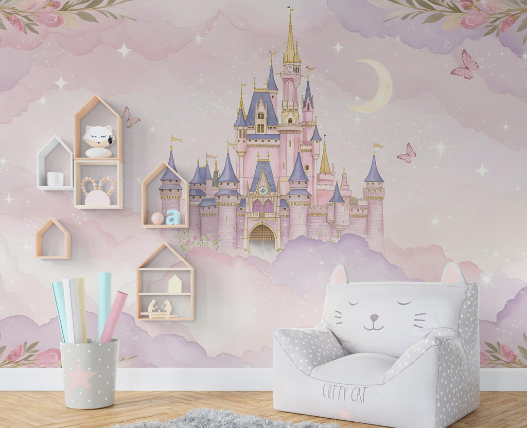 Princess Castle Wall Graphics Peel and Stick Girl room Wallpaper Nursery Self Adhesive Removable nursery wall decor Mural 588RS