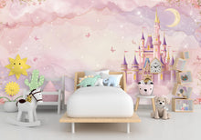Load image into Gallery viewer, Princess Castle Wall Graphics Peel and Stick Girl room Wallpaper Nursery Self Adhesive Removable nursery wall decor Mural 589RS
