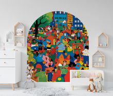 Load image into Gallery viewer, Abstract Colorful Arch Wall Art Vinyl Decal, Bed Arch Sticker, Hedboard Wall Decal, Arch Wall Decal, Wall Sticker, Super King Bed Arch 572LU