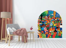 Load image into Gallery viewer, Abstract Colorful Arch Wall Art Vinyl Decal, Bed Arch Sticker, Hedboard Wall Decal, Arch Wall Decal, Wall Sticker, Super King Bed Arch 572LU