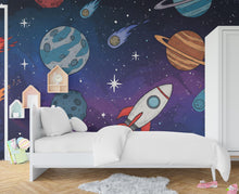Load image into Gallery viewer, Space Wall Decal | Galaxy Wall Mural | Outer Space Wallpaper | Celestial Stars and Planets Wall Art | Astronomy Room Decor 590RS