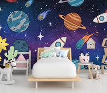 Load image into Gallery viewer, Space Wall Decal | Galaxy Wall Mural | Outer Space Wallpaper | Celestial Stars and Planets Wall Art | Astronomy Room Decor 590RS