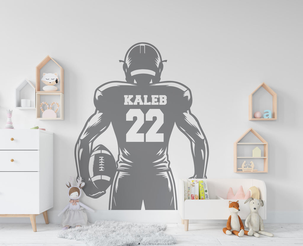 Large Custom Name American Football wall decal Sport Wall Decal Kids Decal Personalized Gifts wall Vinyl Wall Sticker Boy Room 591RS