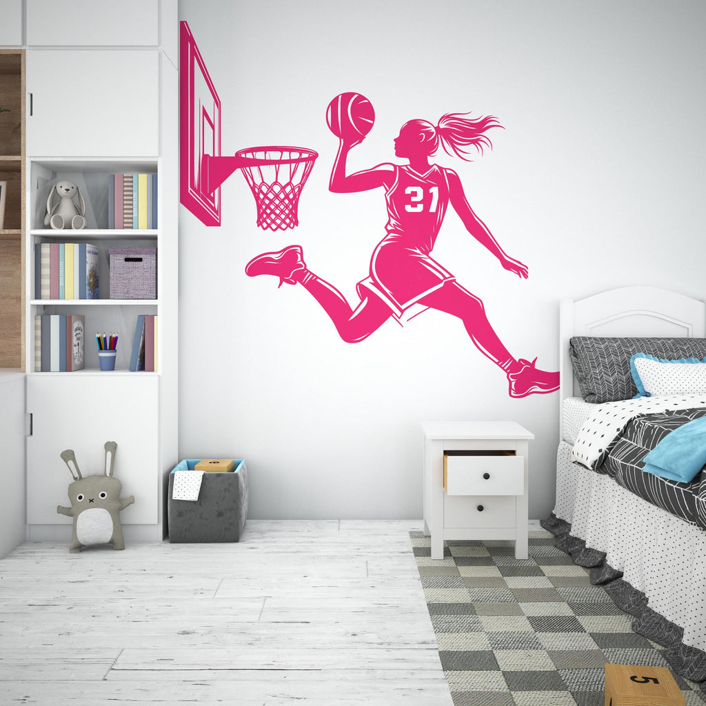 Basketball Girl wall decal Sport Wall Decal Kids Decal Personalized Gifts wall Vinyl Wall Sticker Boy Room 562RS